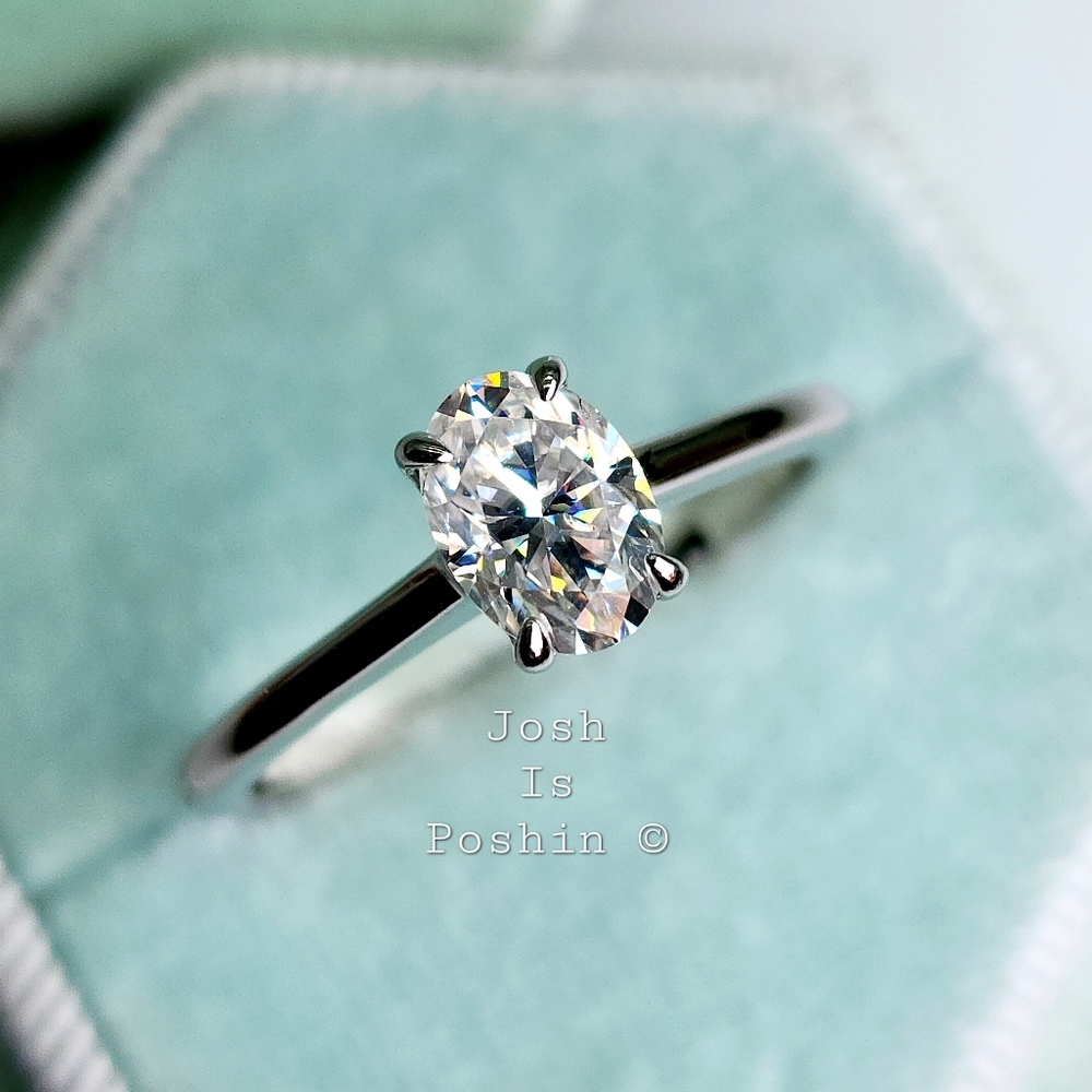 1CT. Oval Moissanite solitaire engagement ring in sterling silver